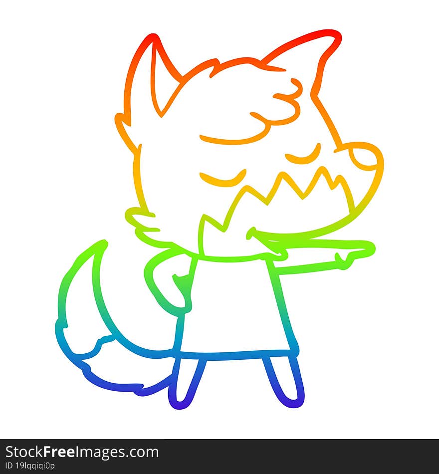 rainbow gradient line drawing friendly cartoon fox girl