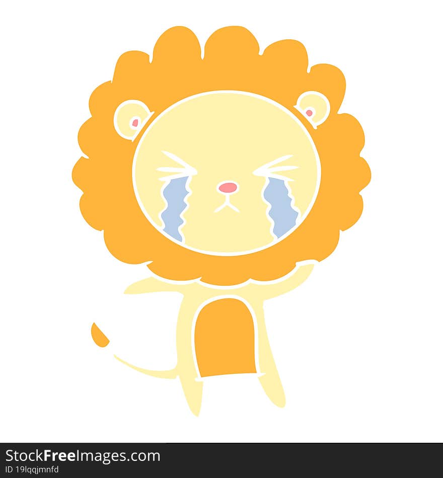 flat color style cartoon crying lion