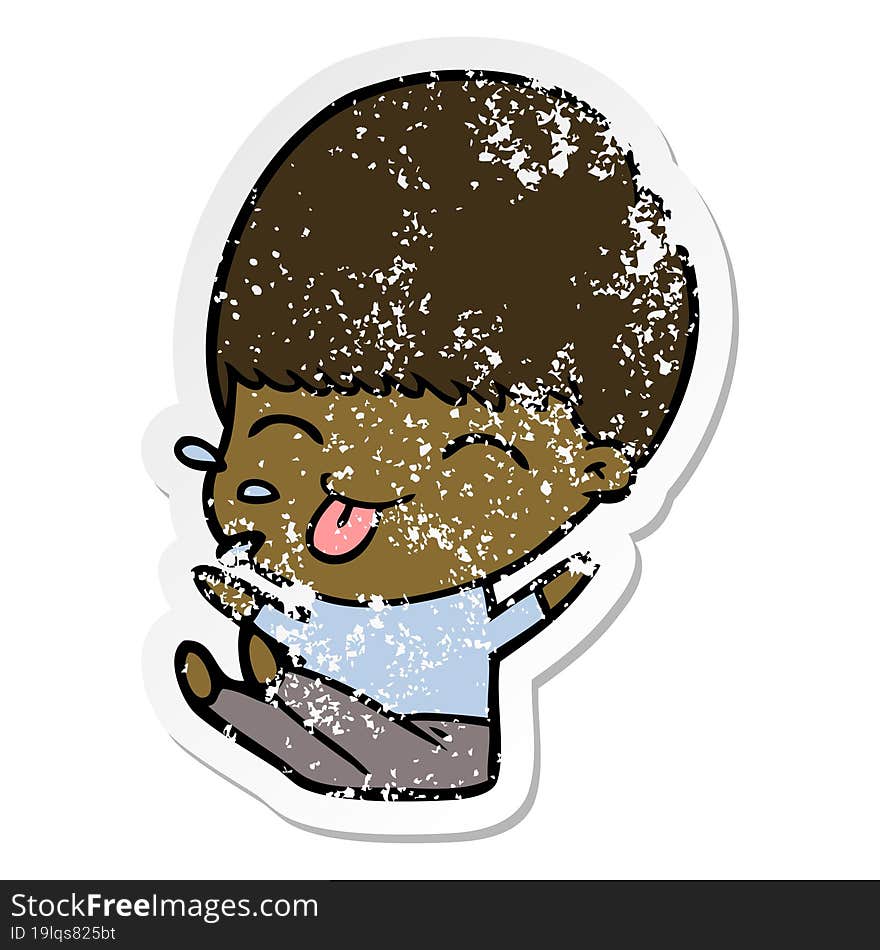 distressed sticker of a cartoon boy