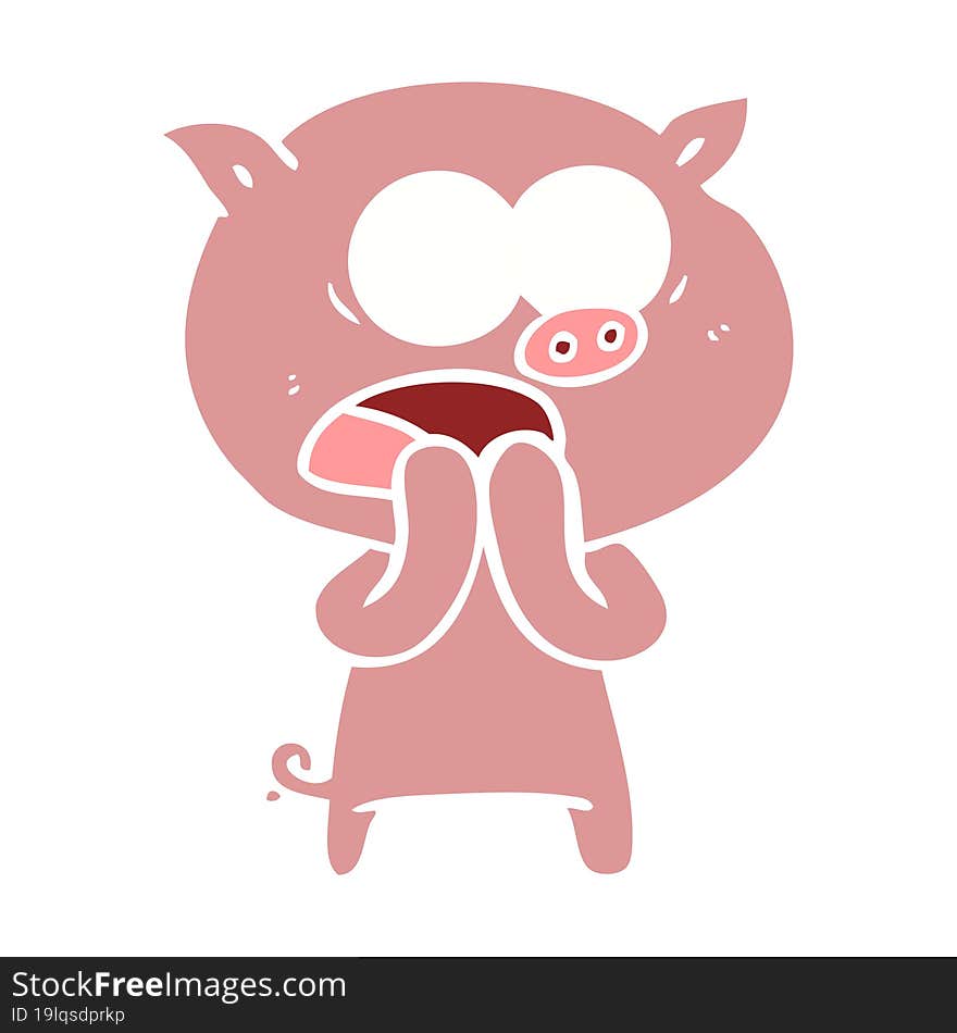 Flat Color Style Cartoon Pig Shouting