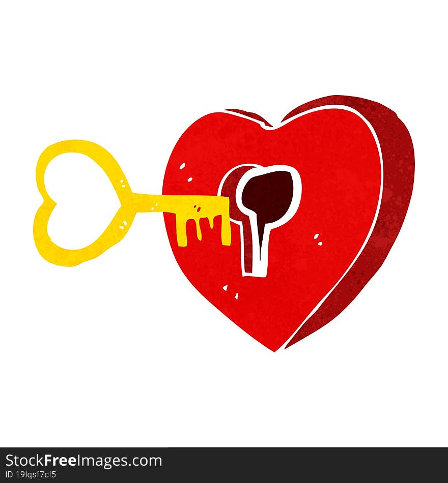 cartoon heart with key