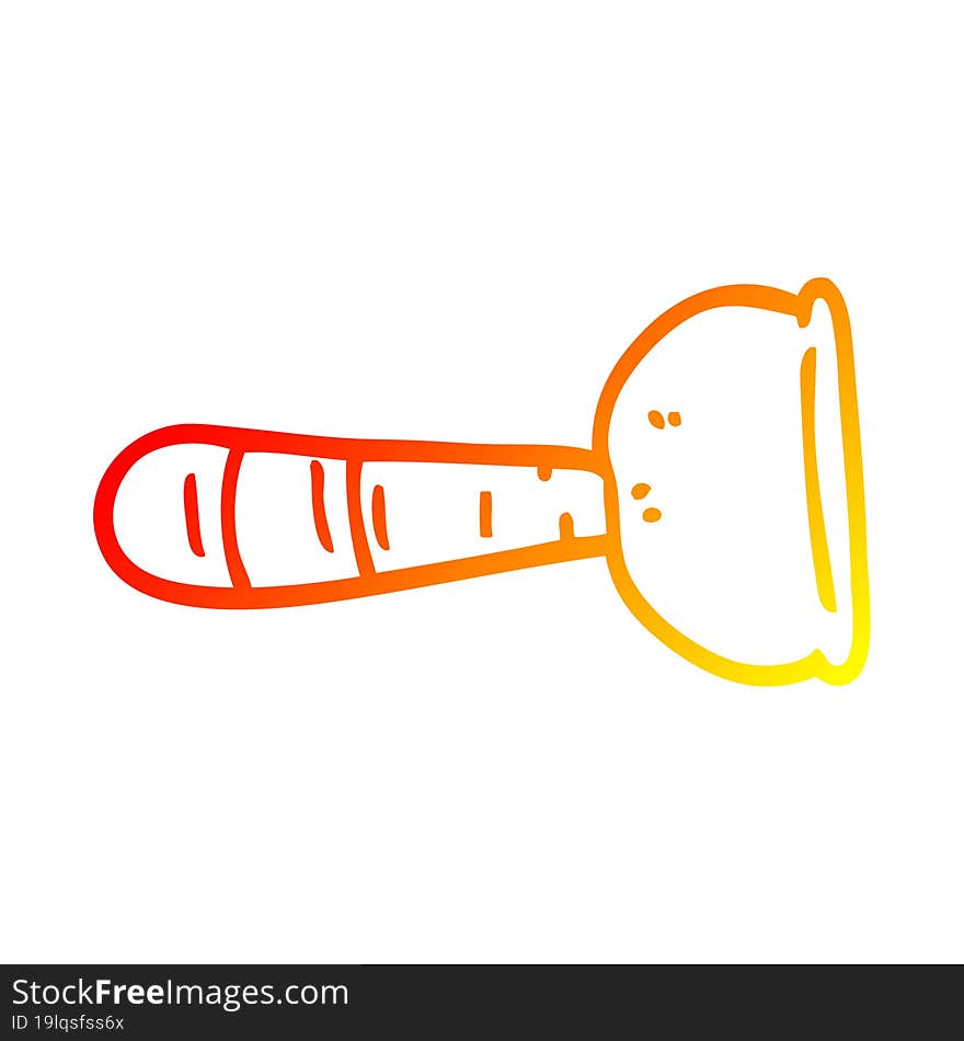 Warm Gradient Line Drawing Cartoon Toilet Plunger