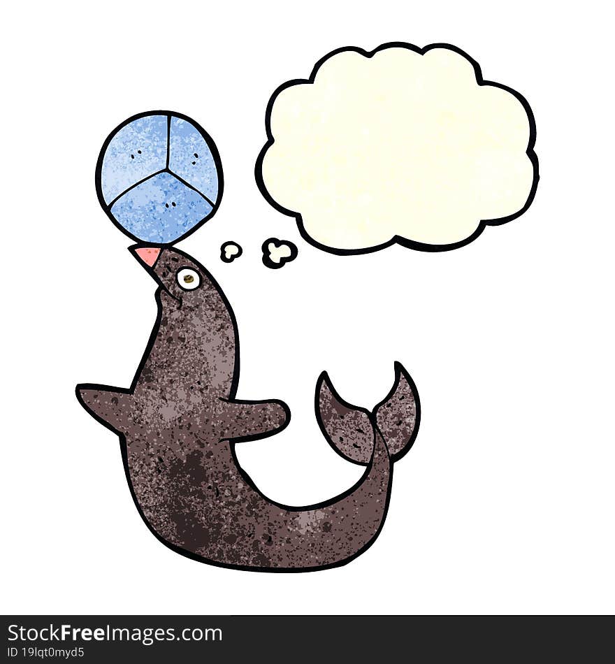 cartoon performing seal with thought bubble