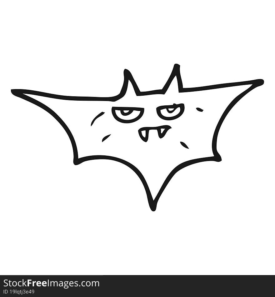 black and white cartoon halloween bat