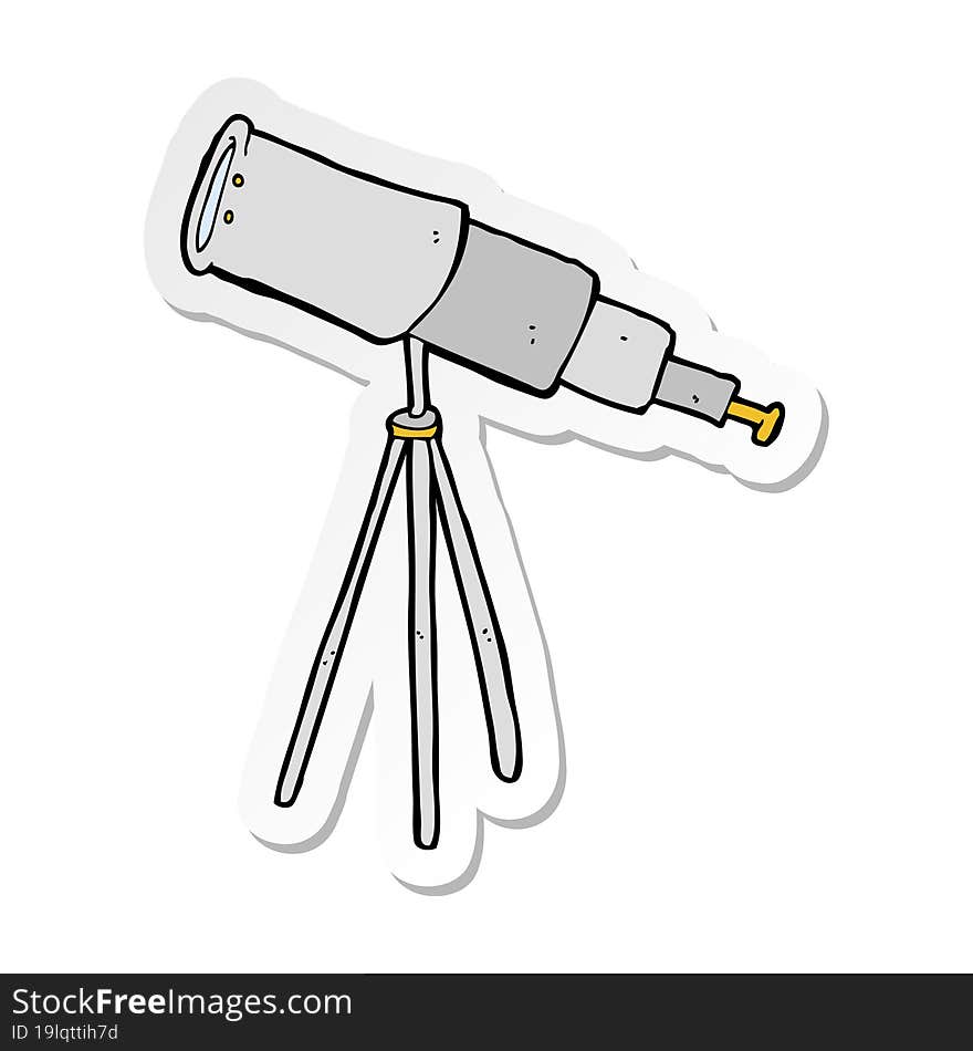 sticker of a cartoon telescope