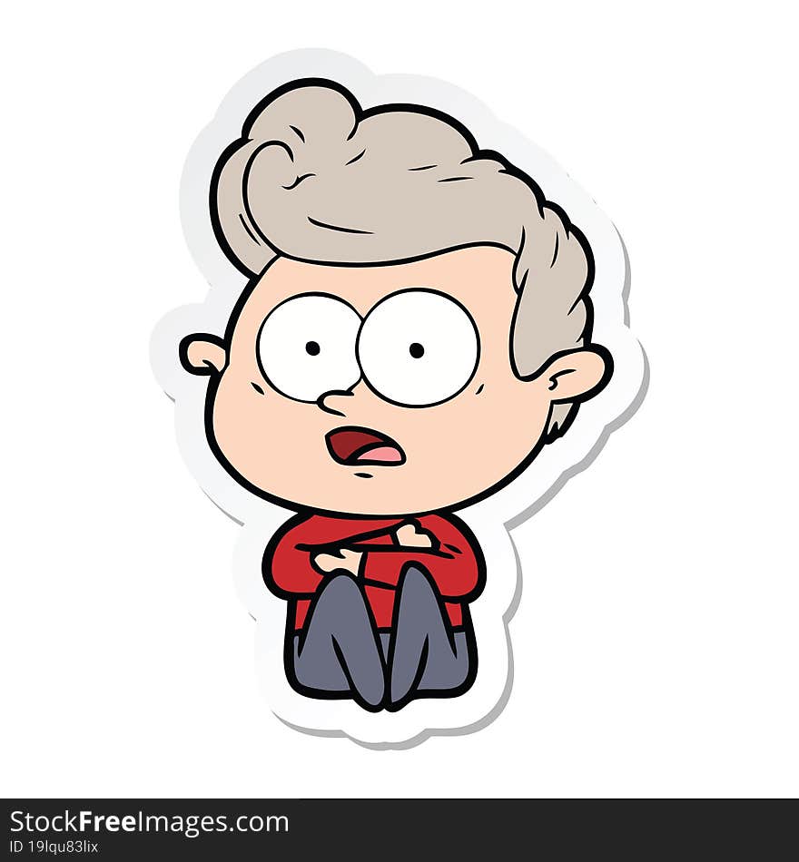 sticker of a cartoon staring man