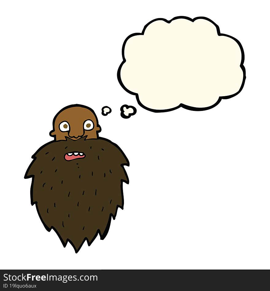 cartoon bearded man with thought bubble