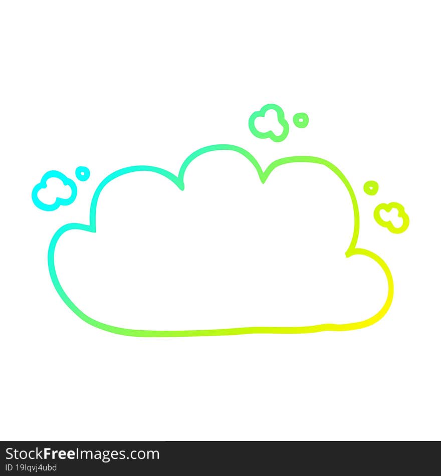 cold gradient line drawing of a cartoon white cloud