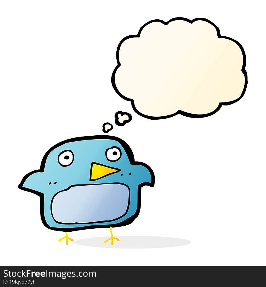 cartoon bluebird with thought bubble