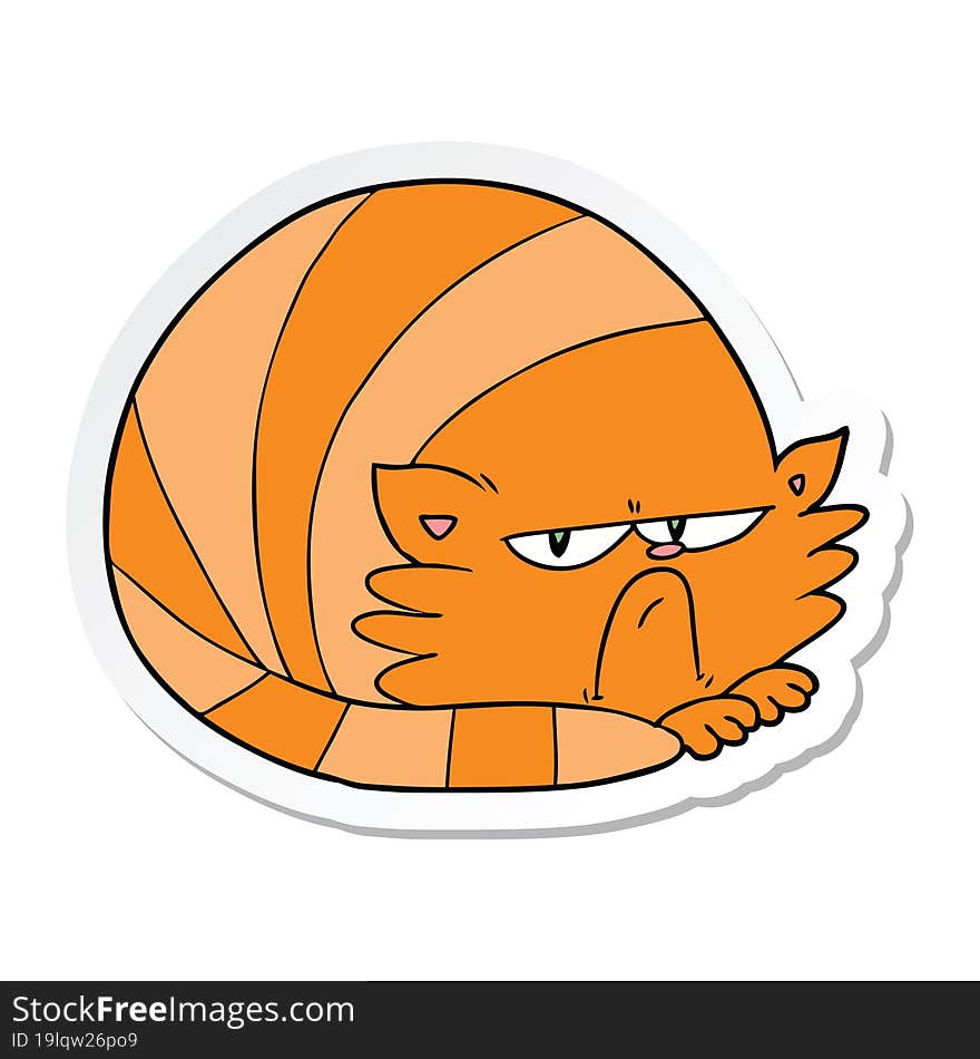 Sticker Of A Cartoon Grumpy Cat