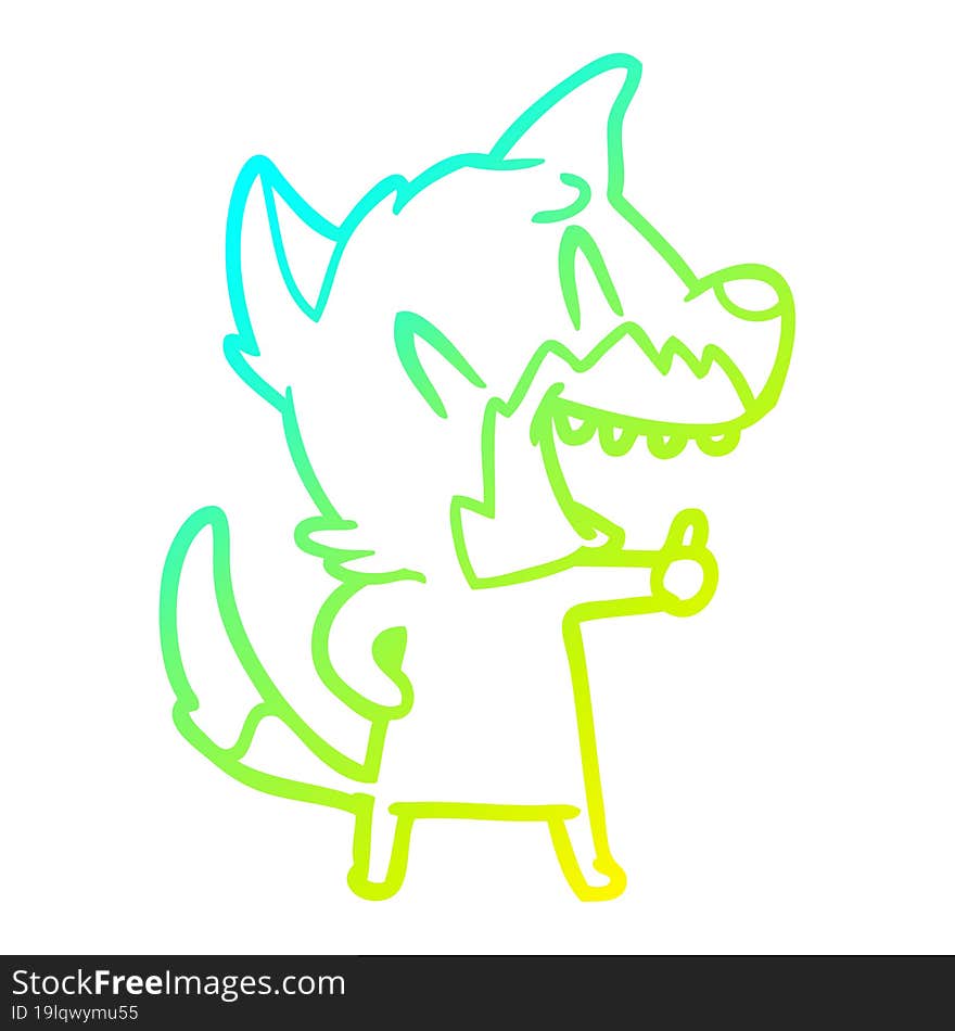 cold gradient line drawing laughing fox cartoon