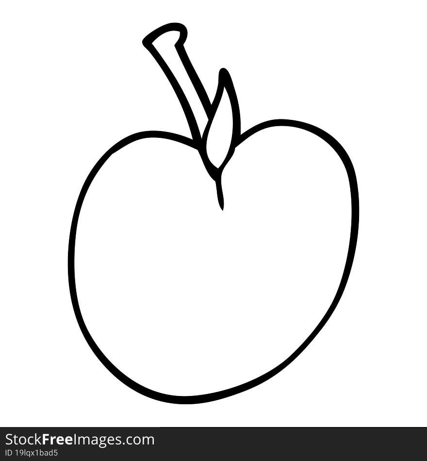 line drawing cartoon of an apple