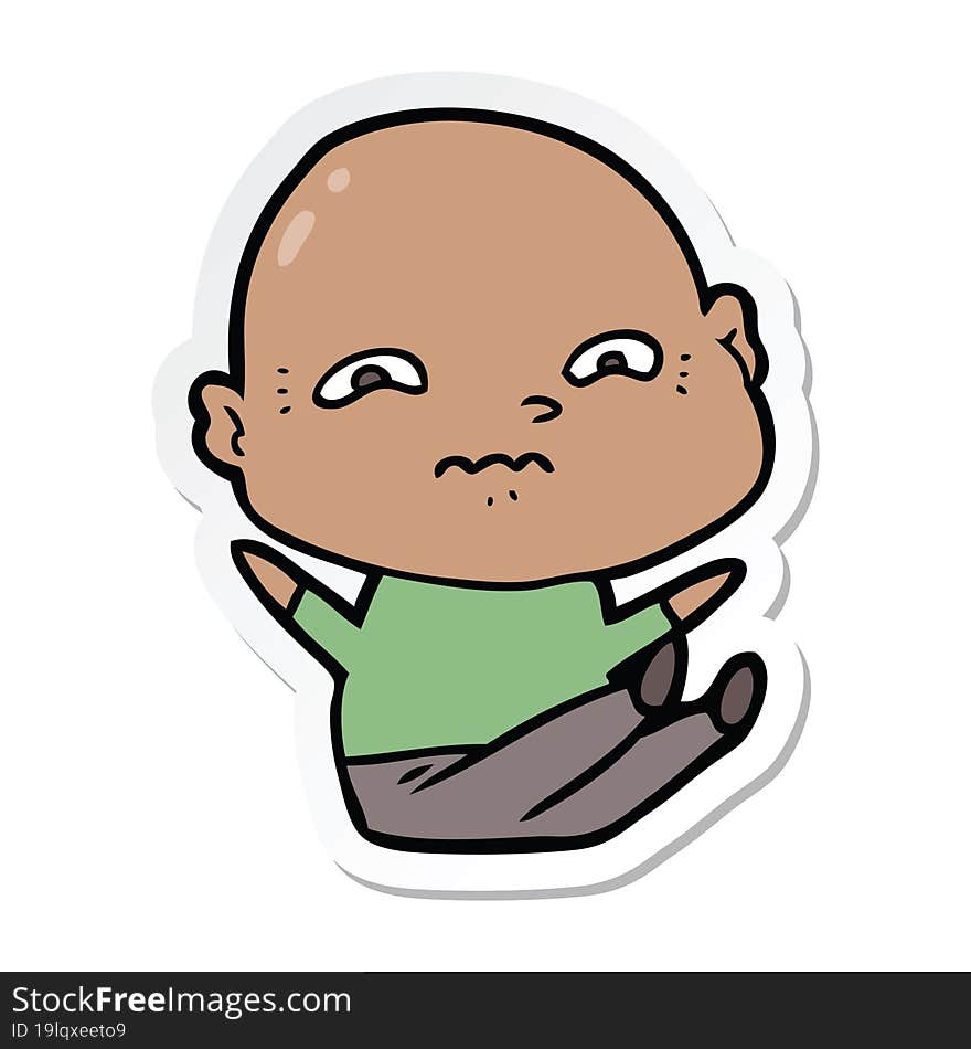 sticker of a cartoon nervous man