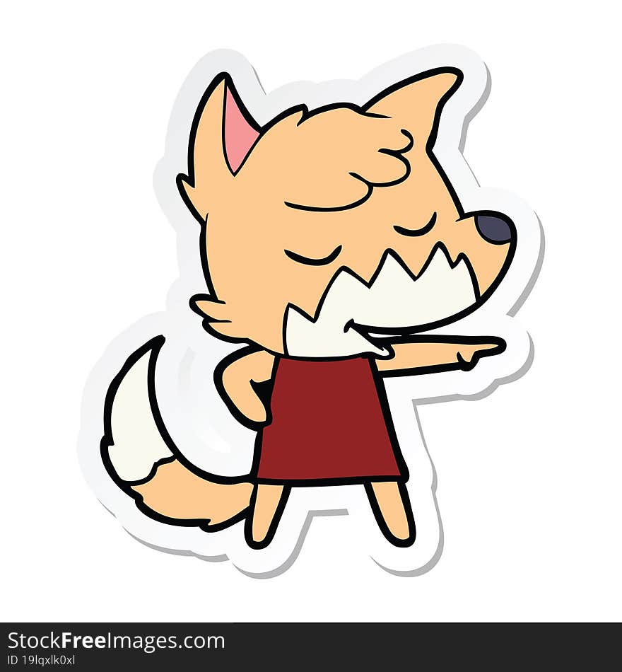 Sticker Of A Friendly Cartoon Fox Girl