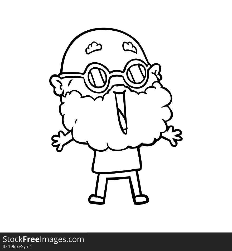 cartoon joyful man with beard. cartoon joyful man with beard