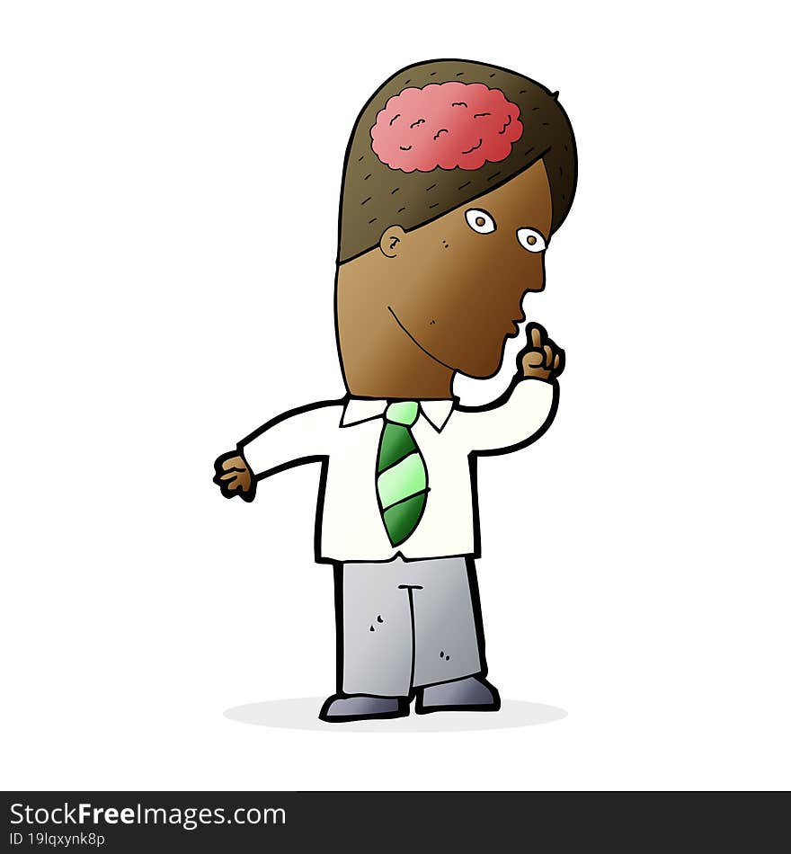 cartoon businessman with huge brain