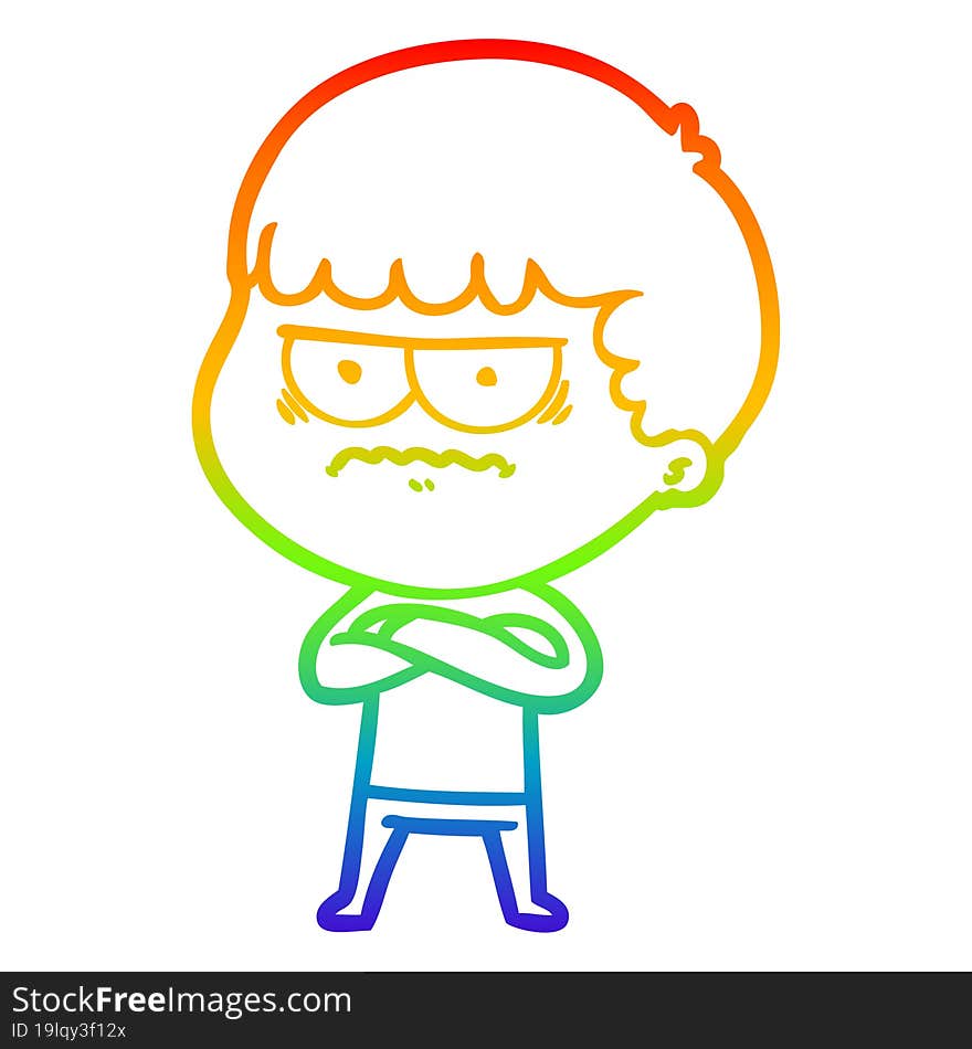 rainbow gradient line drawing cartoon annoyed man