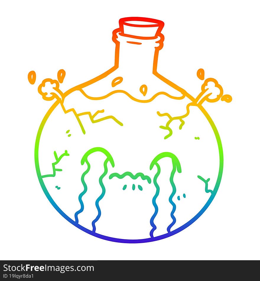 Rainbow Gradient Line Drawing Cartoon Cracking Potion