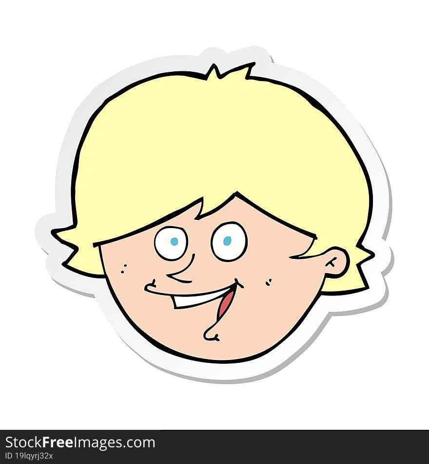 Sticker Of A Cartoon Happy Boy Face