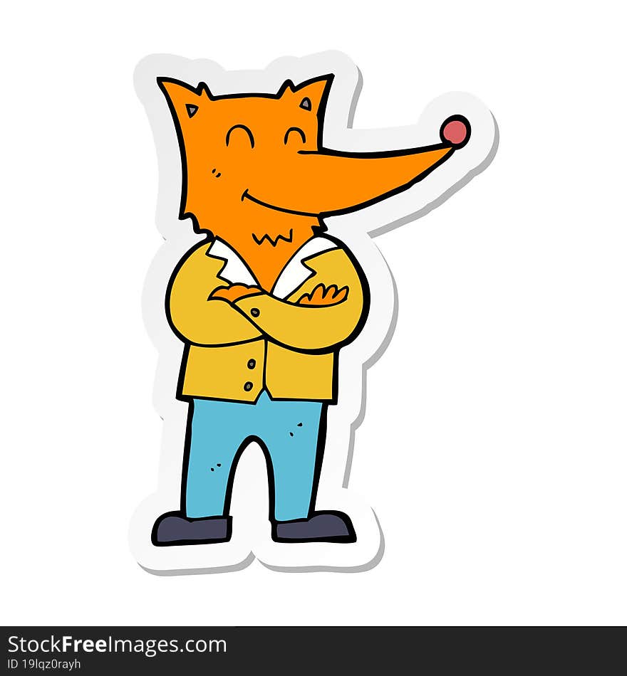 sticker of a cartoon fox in shirt