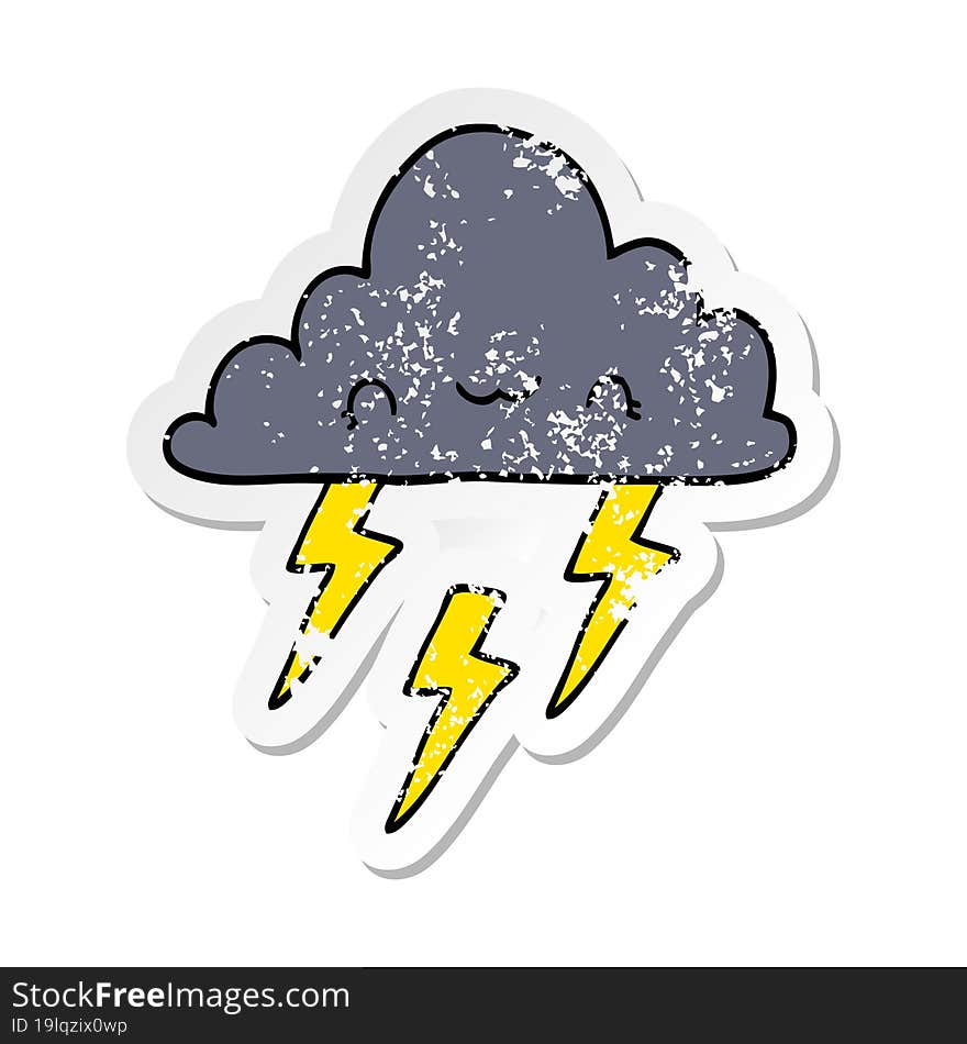 distressed sticker of a cartoon storm cloud