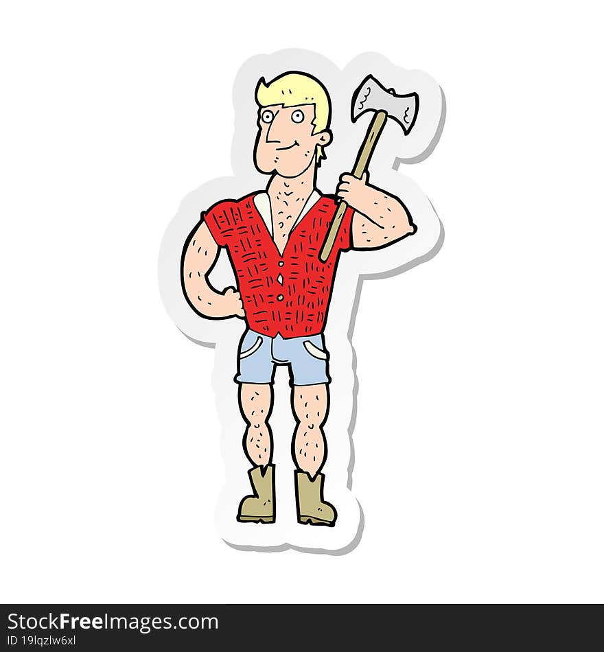 sticker of a cartoon lumberjack