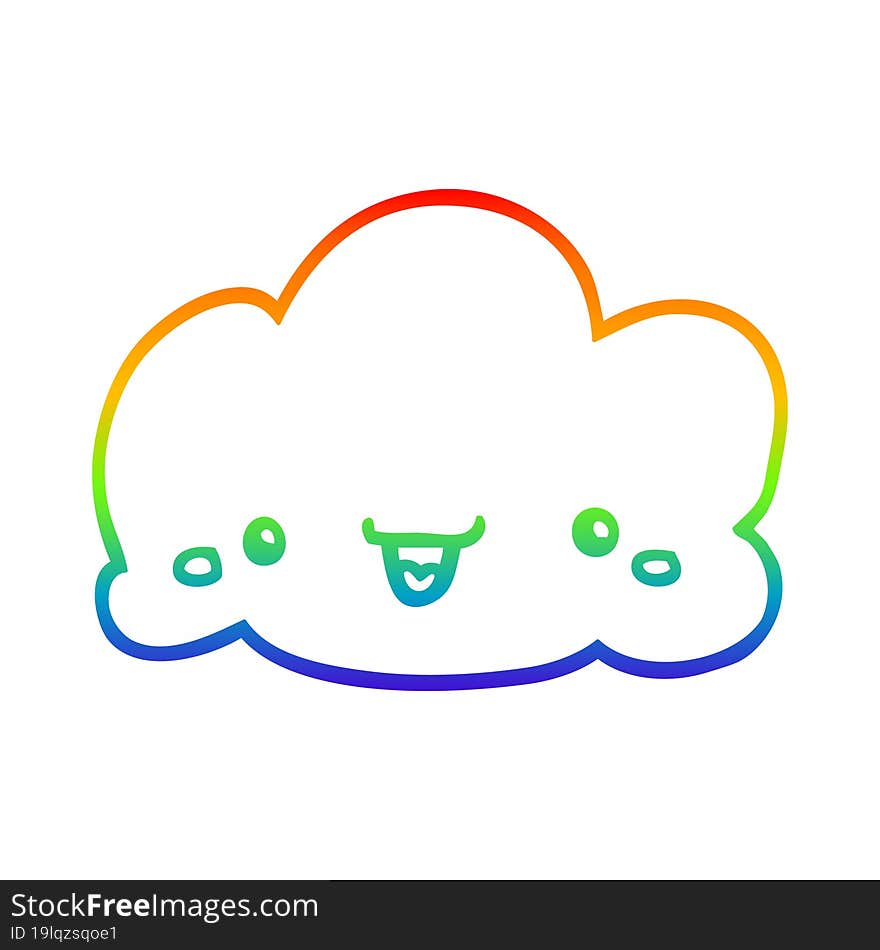 rainbow gradient line drawing cartoon cloud