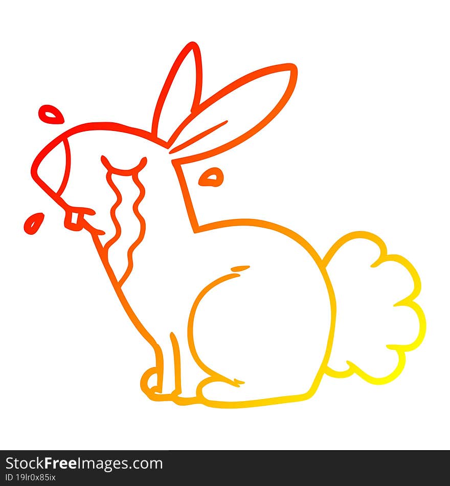 warm gradient line drawing cartoon bunny rabbit crying