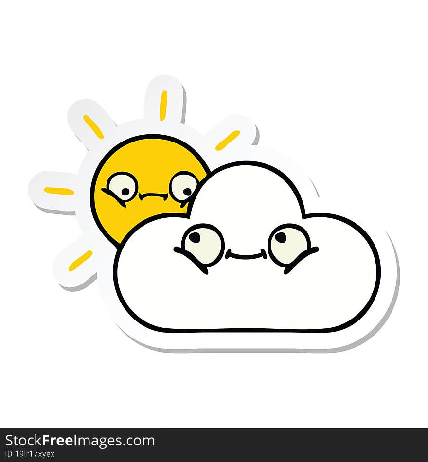 Sticker Of A Cute Cartoon Sunshine And Cloud