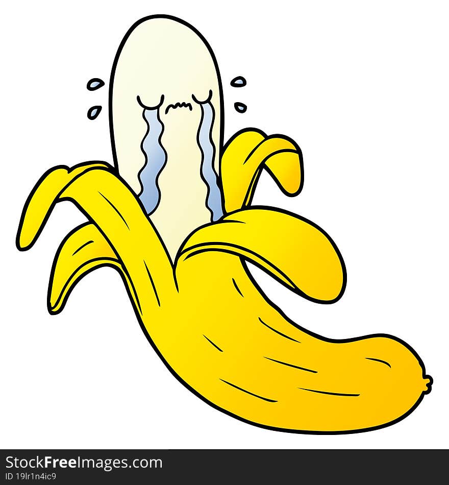 cartoon crying banana. cartoon crying banana