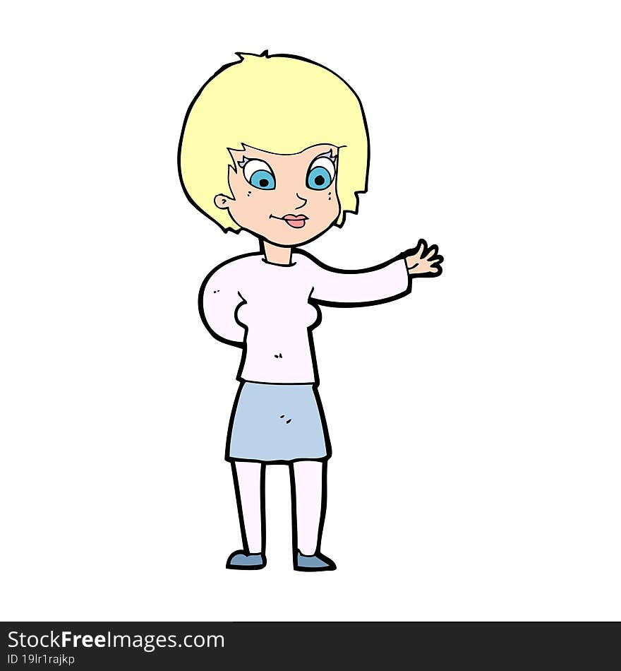 cartoon welcoming woman