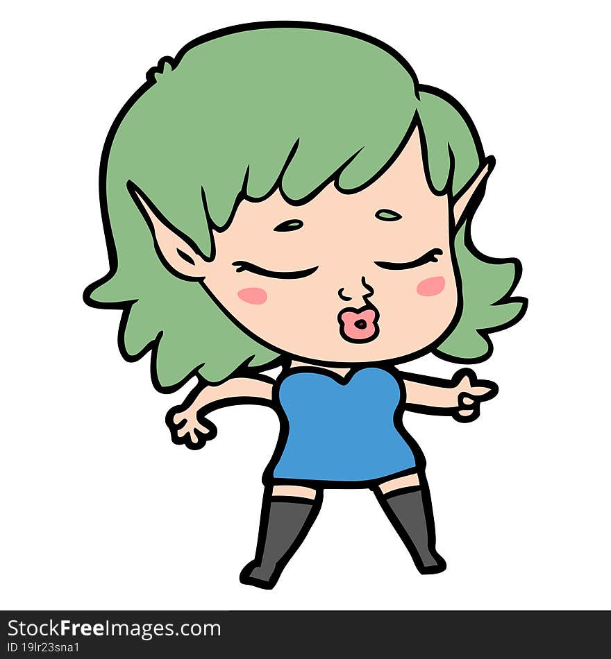 pretty cartoon elf girl. pretty cartoon elf girl