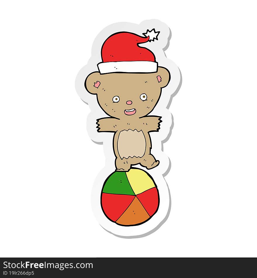 sticker of a cartoon christmas teddy bear