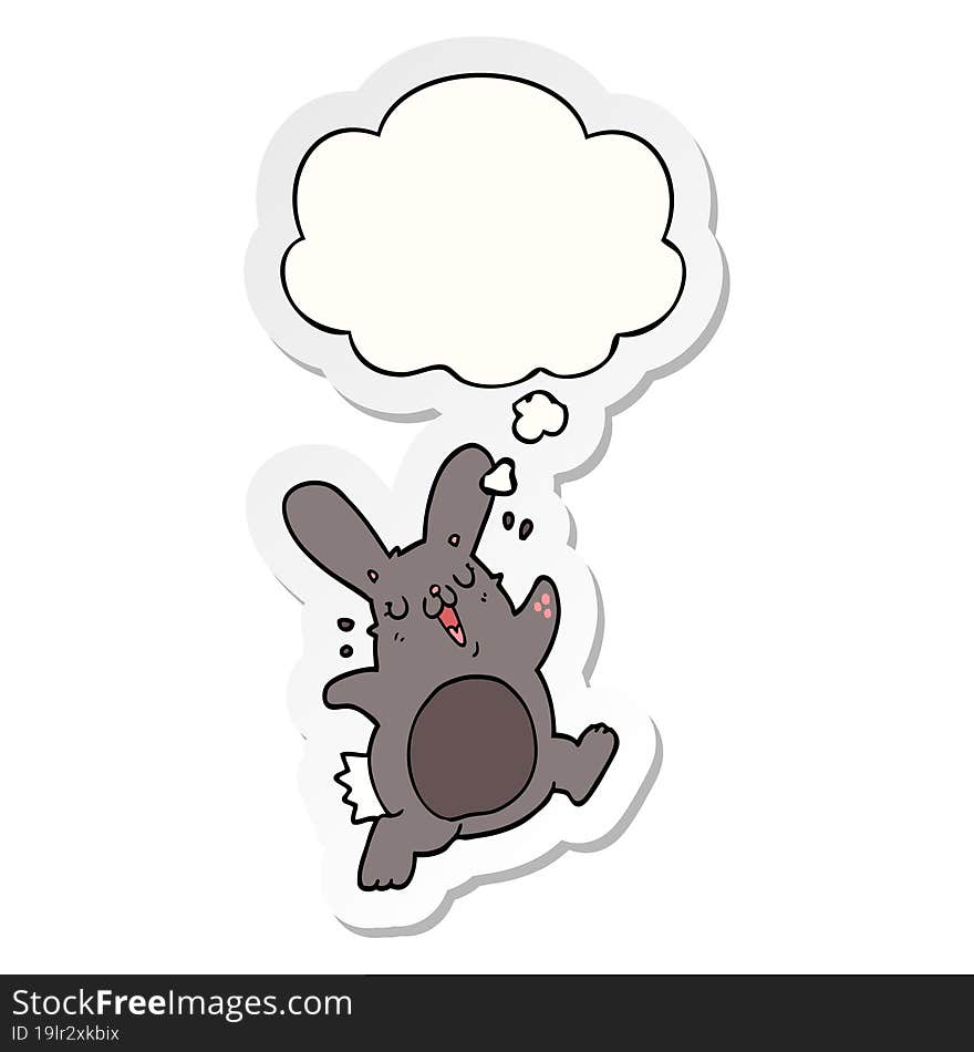 cartoon rabbit with thought bubble as a printed sticker