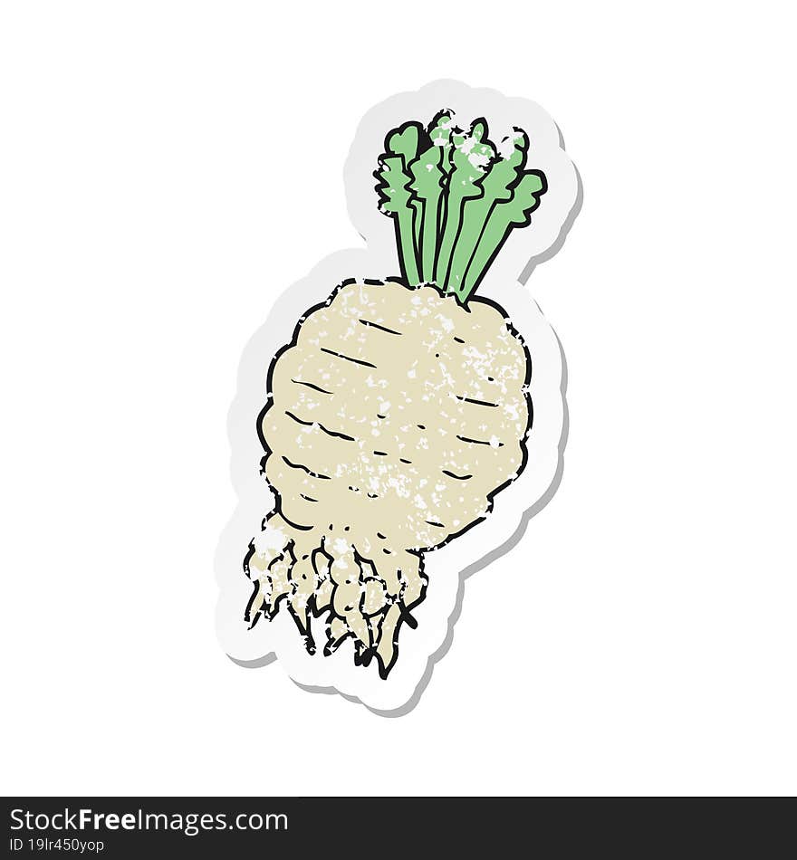 retro distressed sticker of a cartoon turnip