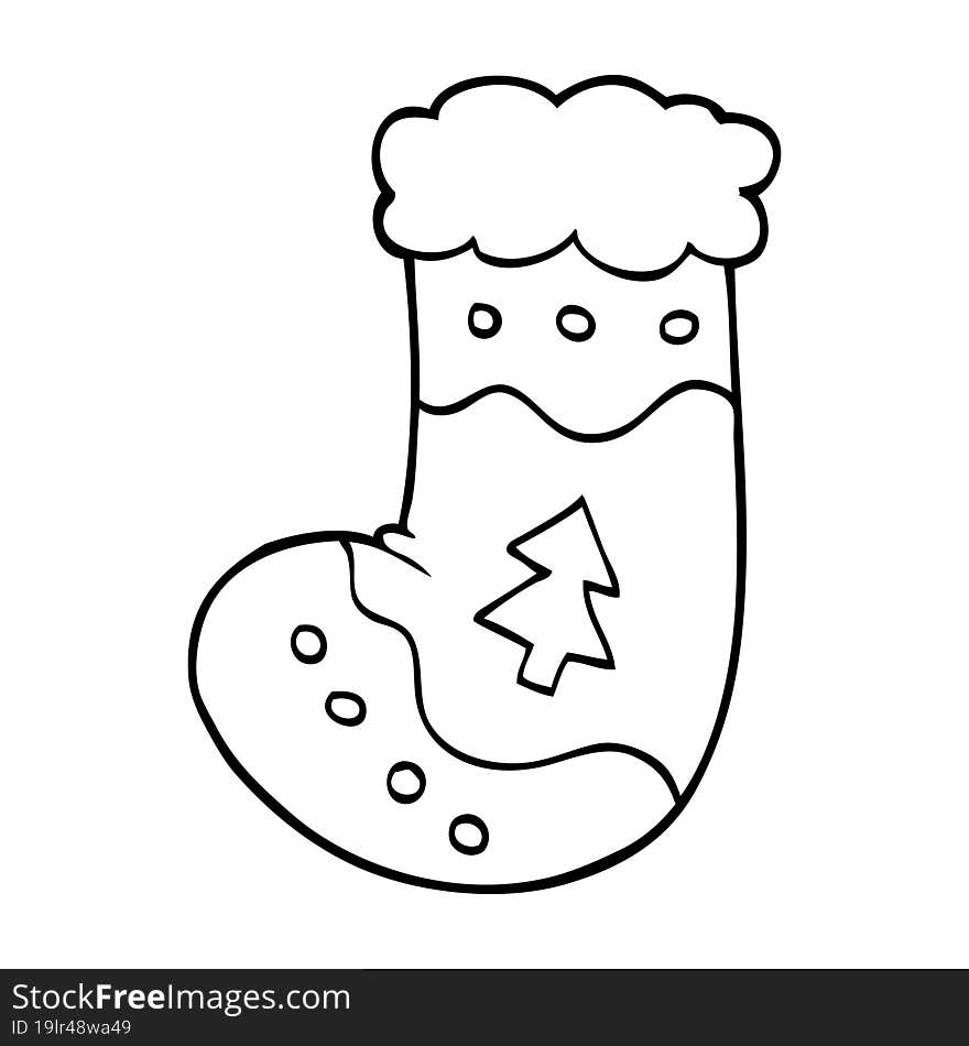 line drawing cartoon christmas stocking