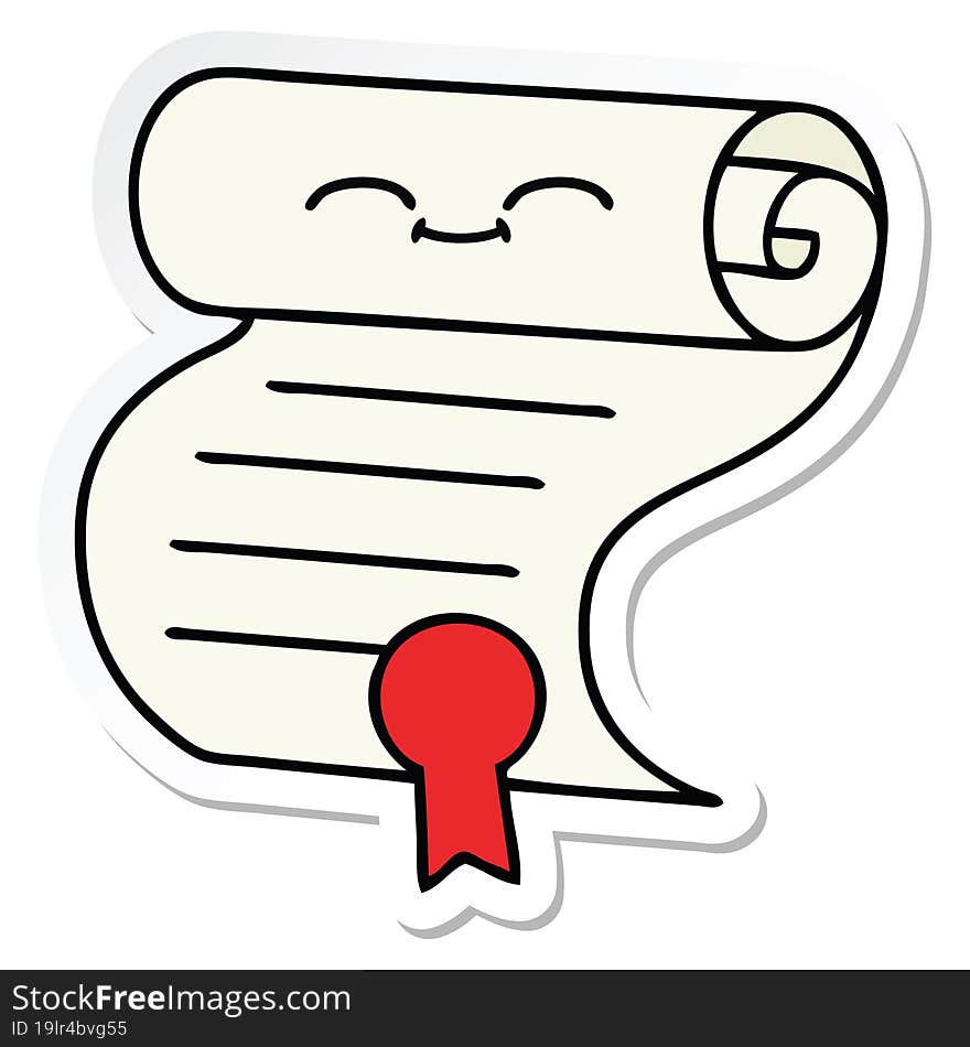 sticker of a cute cartoon contract