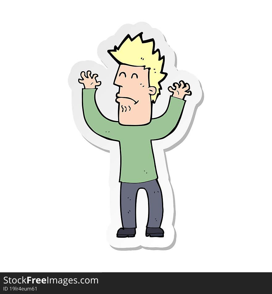 sticker of a cartoon stresssed man