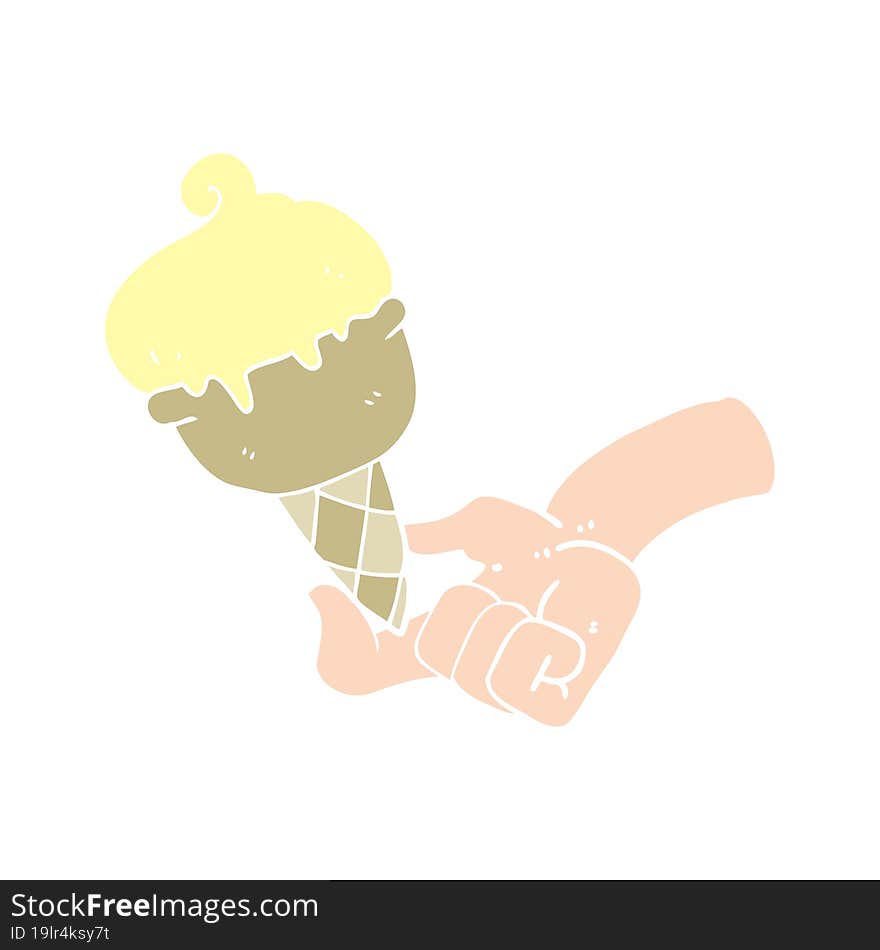 flat color illustration of a cartoon ice cream