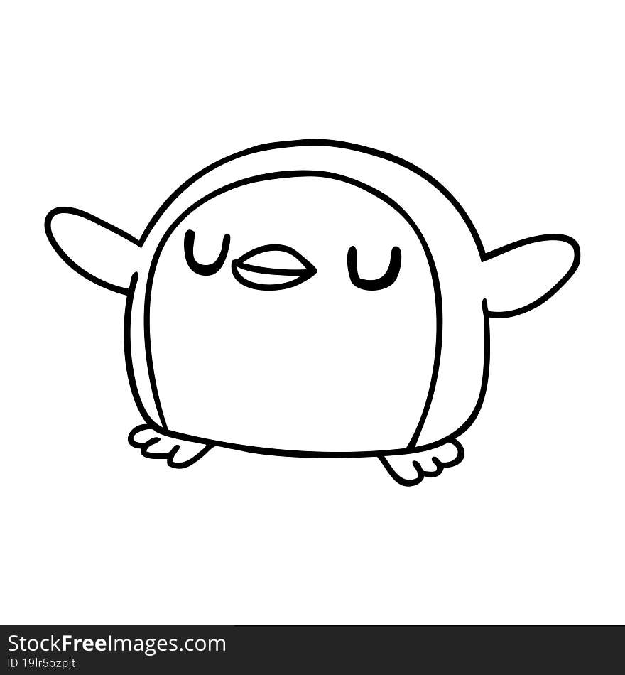 line drawing illustration kawaii of a cute penguin. line drawing illustration kawaii of a cute penguin