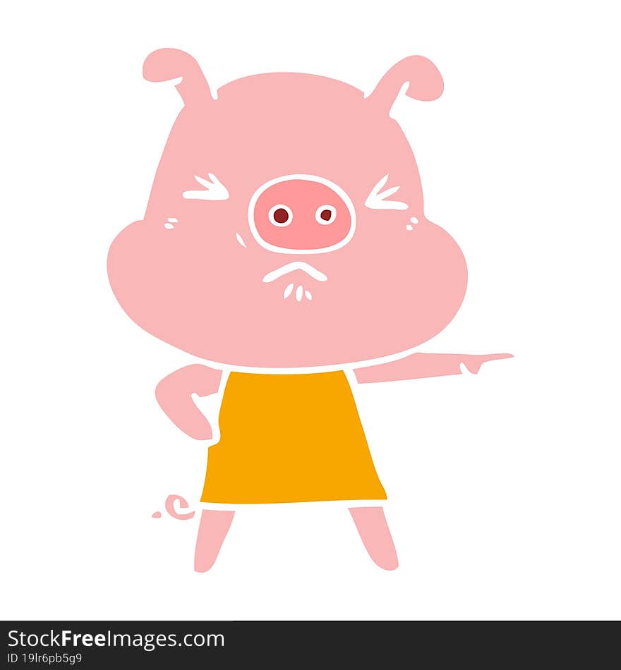 flat color style cartoon angry pig