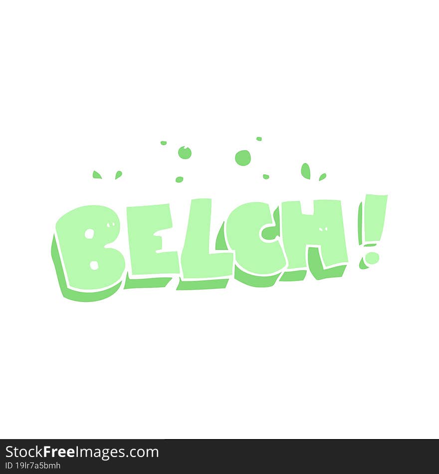 Flat Color Illustration Of A Cartoon Belch Text