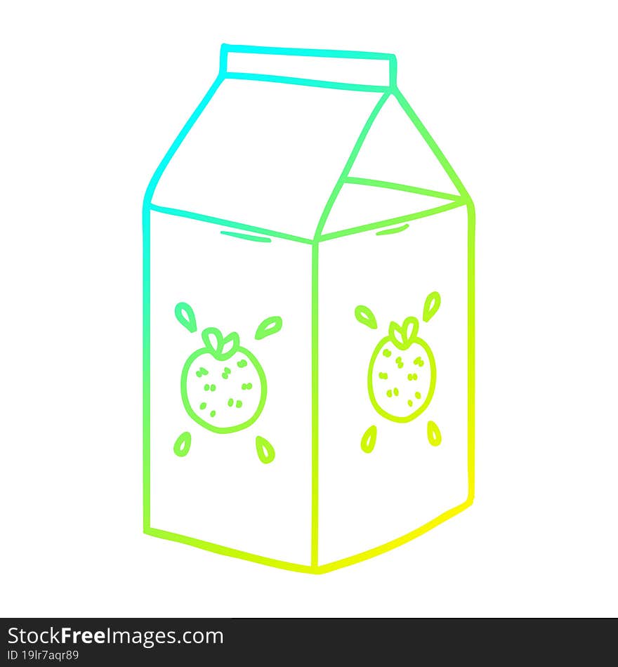 cold gradient line drawing of a cartoon orange juice carton