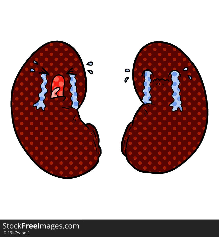 cartoon kidneys crying. cartoon kidneys crying