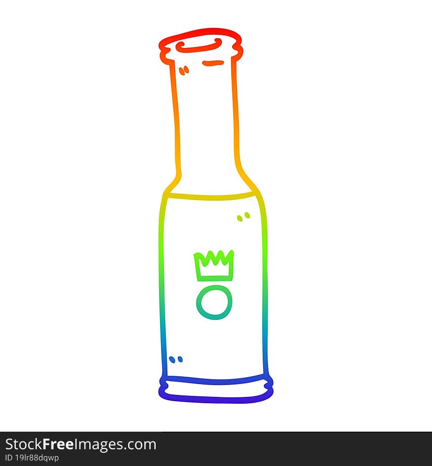 rainbow gradient line drawing cartoon bottle of pop