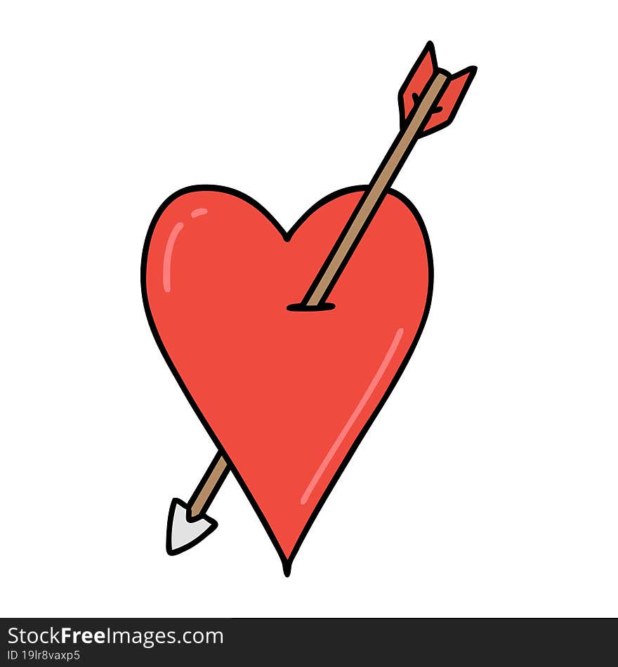 tattoo in traditional style of an arrow and heart. tattoo in traditional style of an arrow and heart