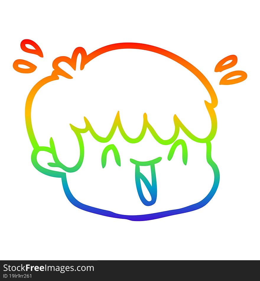 rainbow gradient line drawing cartoon male face