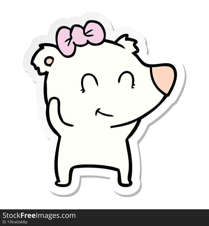 sticker of a female polar bear cartoon