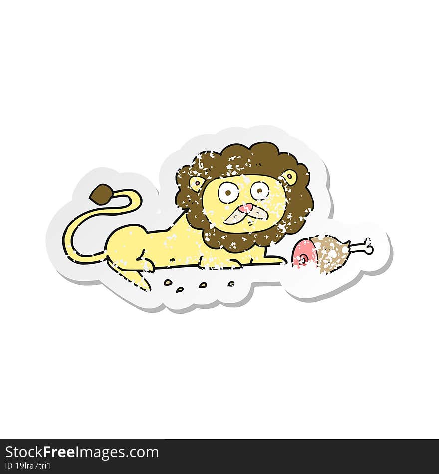 retro distressed sticker of a cartoon lion