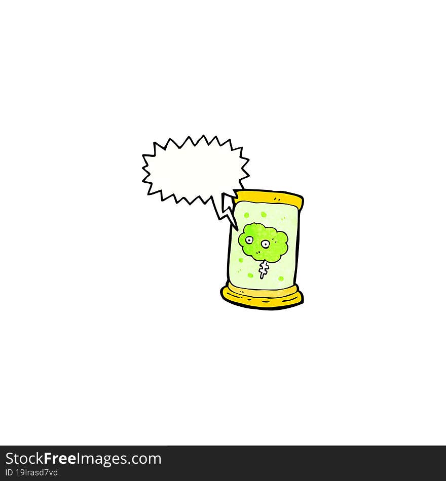 cartoon brain in jar